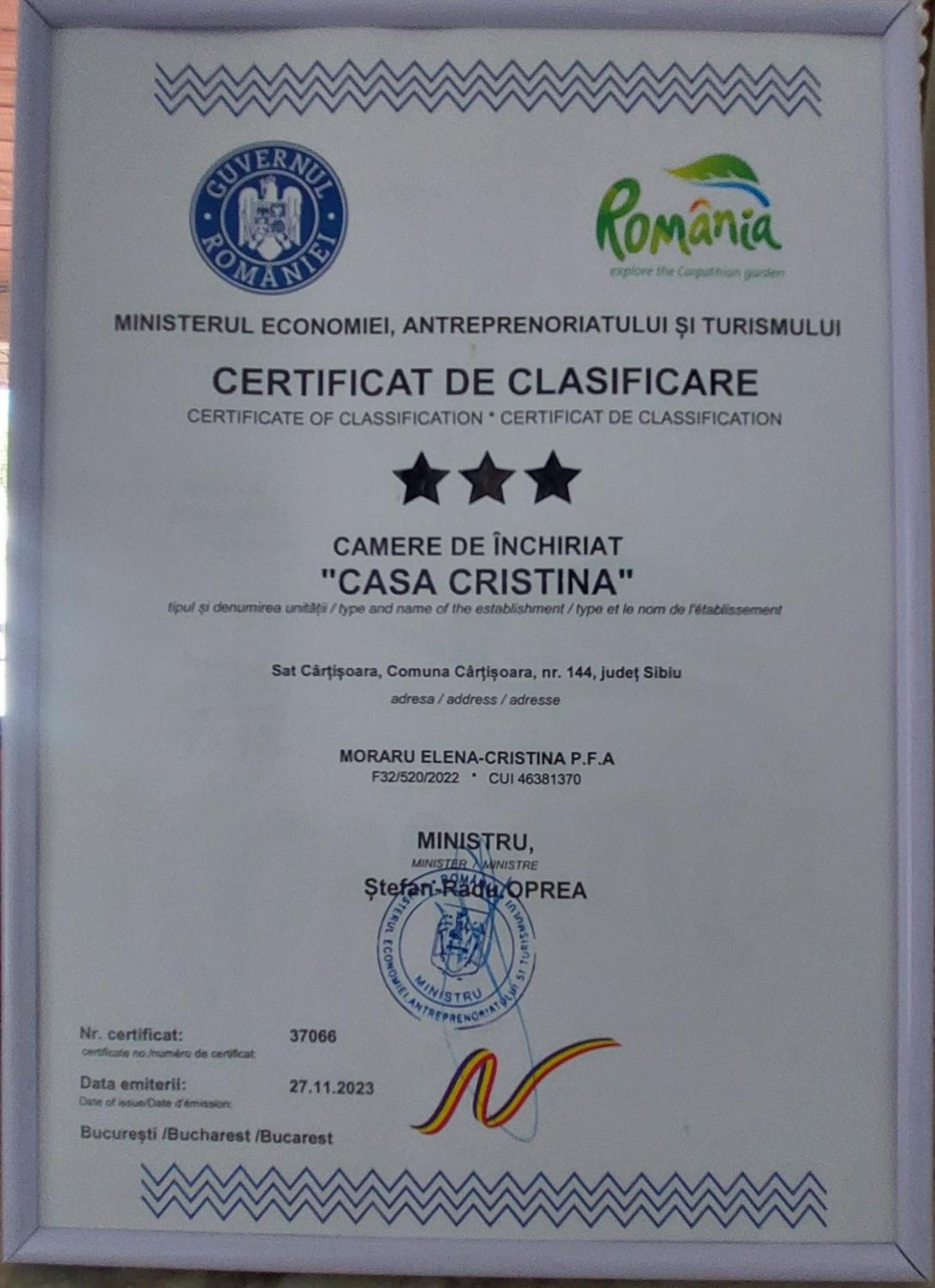 فندق Casa Cristina Cîrţişoara المظهر الخارجي الصورة